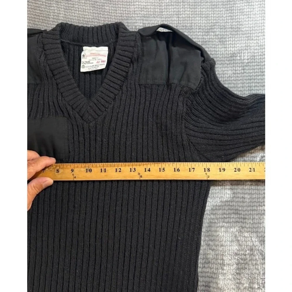 Brigade Quartermasters Woolly Pully Sweater Men 44 Black Wool Commando V-Neck UK